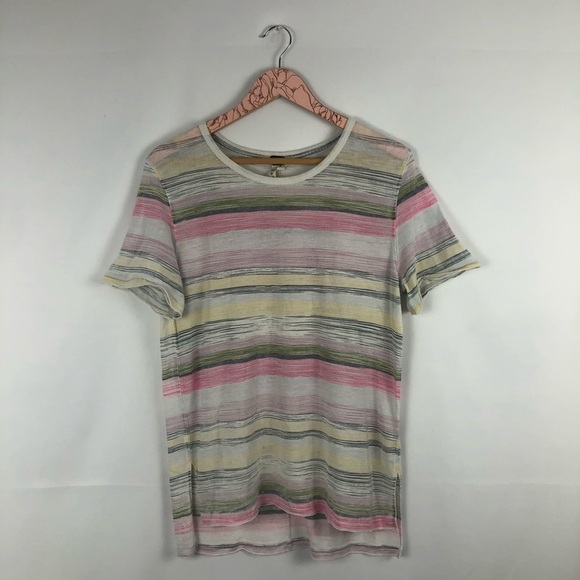 Women's Free People Army Multi Stripe Short Sleeve Tee Size XS - Picture 4 of 7
